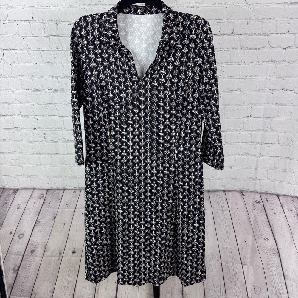 J. McLaughlin Levia Catalina Cloth Long Sleeve Sheath Dress Black Medium
